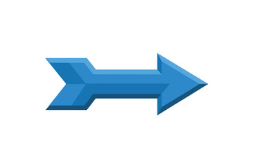 A blue arrow pointing to the right on a white background