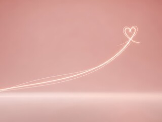 Glowing Light Trails Forming a Heart Shape on Pink Background