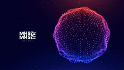 Virtual Assistant Voice Recognition Abstract Particles Visualization. Technology Background. AI Artificial Intelligence Dots Sphere. Vector Illustration.