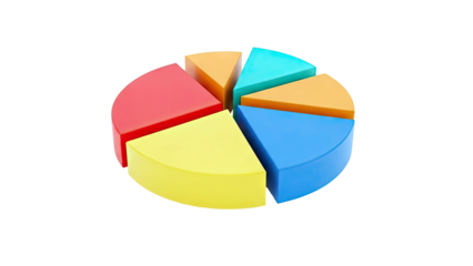 3D Rendered Colorful Pie Chart Slices