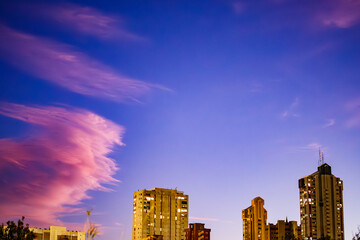 Fototapeta premium Modern Towers and Sunset Clouds in Benidorm