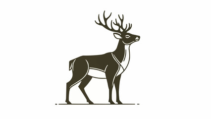 Majestic Stag Antlered Animal Illustration.