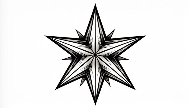 Black star tattoo design with clean linework and geometric symmetry