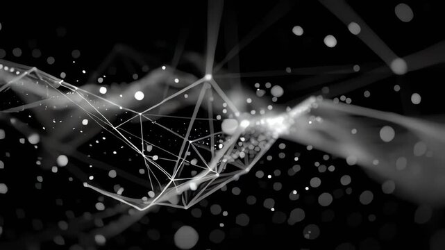 Abstract Network Connection Structure on Black Background