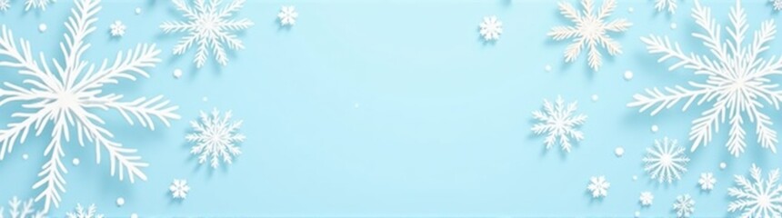 Obraz premium Snowflake pattern on a blue background banner copy space christmas background