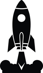 Rocket launch silhouette illustration for space concept