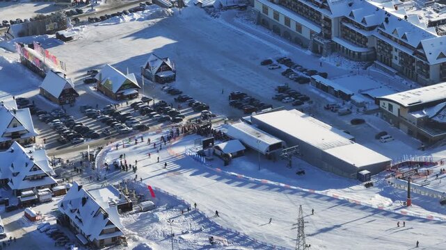 Bialka Tatrzanska ski resort shows chairlifts working in winter landscape