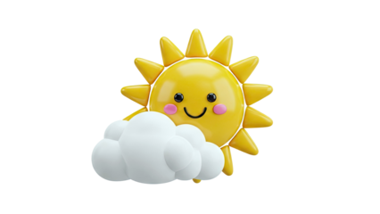 Cute Cartoon Sun with Cloud