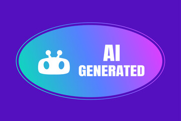 Flat banner in the form of a button in a gradient on the theme of AI generation in blue