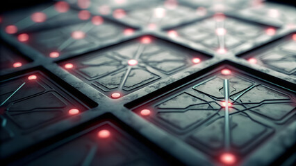 Abstract Red Digital Technology Background with Modern Data Flow Design