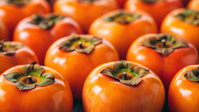 Fresh persimmons displayed on a wooden surface ready for use in cooking or desserts during autumn season