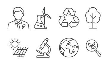 Fototapeta premium Eco-friendly icons: sustainability, renewable energy, and environmental conservation
