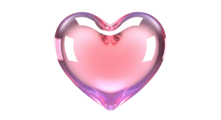 Shiny pink heart symbol on transparent background