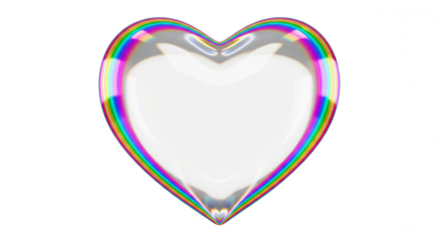 Shiny rainbow heart symbol on transparent background for love and affection