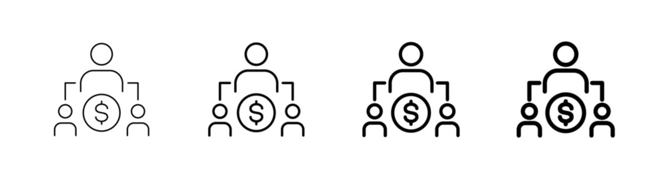Sales manager and team leadership hierarchy icon with dollar symbol, business management concept. Vector Illustration