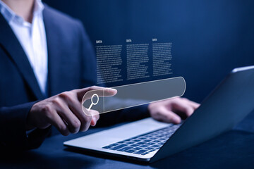 The concept of information search and social communication, searching and chatting online, Internet...