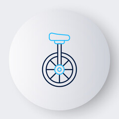 Line Unicycle or one wheel bicycle icon isolated on white background. Monowheel bicycle. Colorful outline concept. Vector © Iryna