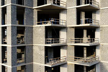 Residential Building Under Construction with Concrete Block Walls