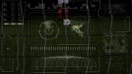 Animation of data processing over african american male soccer player - Powered by Adobe