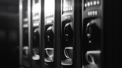 Industrial machinery room with multiple control panels