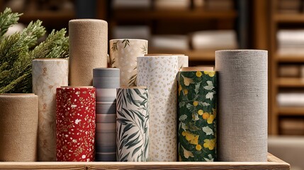 Collection of Christmas wrapping paper with festive textile prints, greeting cards and digital wallpapers, featuring seasonal patterns that express holiday warmth, creativity, and celebration.