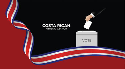 Costa Rican General Election Illustration With Voting Hand Ballot Box And Flag vector poster