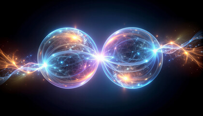 Obraz premium Abstract Visualization of Quantum Entanglement Connection
