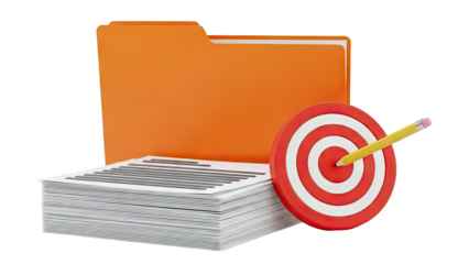 Folder with Documents, Target, and Pencil