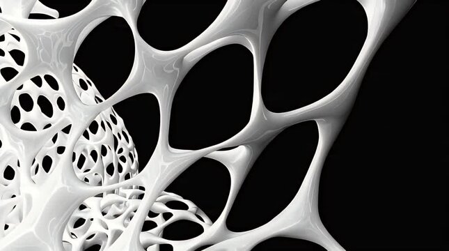 Abstract Organic Voronoi Cellular Pattern Breathing Animation Video.