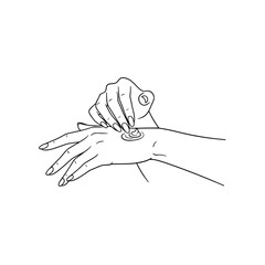 Icon of beautiful women's hands applying cream, representing skincare and beauty concepts