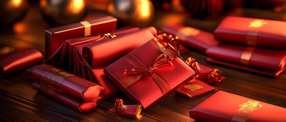 Chinese Lunar culture, with red envelopes and gifts exchanged during New Year's Eve.