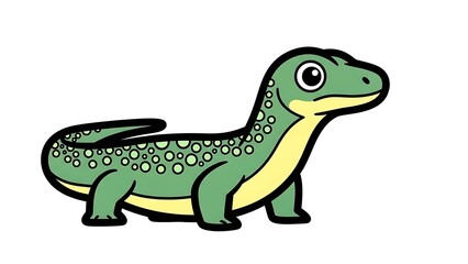Obraz premium Cartoon Green Lizard Illustration with Spots.