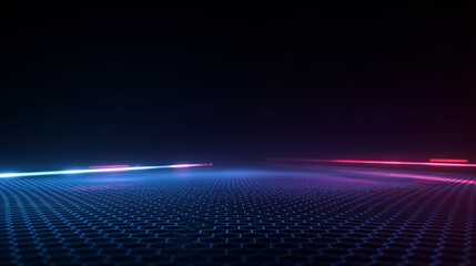 Minimal futuristic tech scene with glowing elements on a dark background