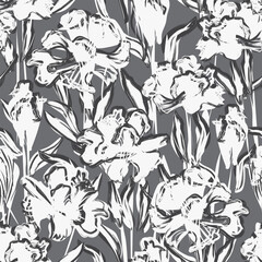 Carnation Monochrome Abstract Floral seamless pattern design