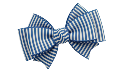 Blue and White Striped Bow