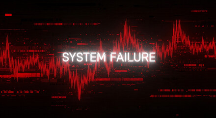 A system failure occurs with a red alarm signal on a dark background screen