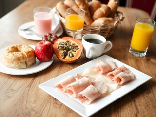 Healthy breakfast spread with variety
