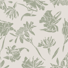 Neutral Colour Abstract Floral Seamless Pattern Design
