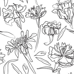 Outlined Floral Seamless Pattern Design