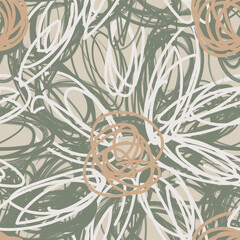 Neutral Colour Abstract Floral Seamless Pattern Design