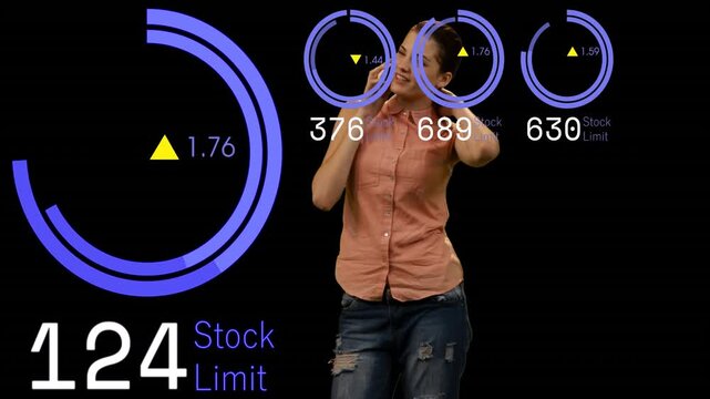 Animation of text thank you in face playback interface with black and round scanner
