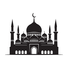 Fototapeta premium Modern Minimal Mosque Illustration with Clean Islamic Architecture