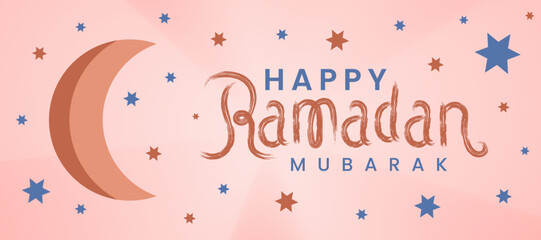 Ramadan kareem islamic flat banner vector illustration for muslim holy month celebration