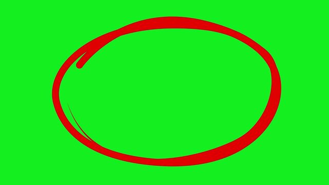 Circle marker with drawing effect, hand drawn circle marker green screen, red marker green screen pen style, Red Circle Highlighter Scribble Animation on transparent screen. 4k video