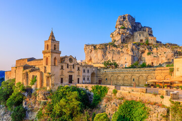 Matera, Italy.  San Pietro Caveoso Church and Church of Saint Mary of Idris.