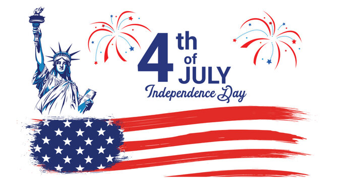 4th of July Independence Day USA Fireworks and Flag Design
