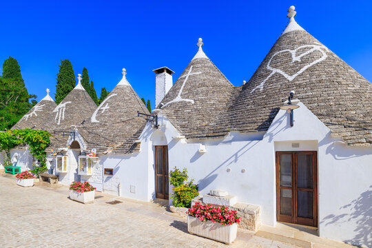 Alberobello, Italy. Traditional trulli houses in Alberobello, Bari province Bari, Apulia.
