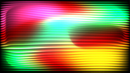 Obraz premium Curved colorful lines wallpaper with bright glowing spots and dynamic flow vector illustration.