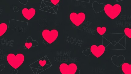 Valentine's Day hearts on dark background with love messages