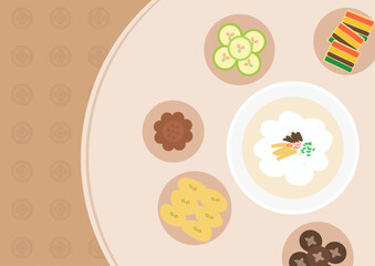 Vector illustrations of Korean traditional foods.